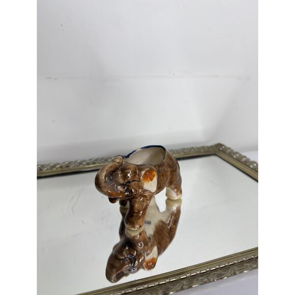 Vtg Mid-century Ceramic Elephant Figurine, Elephant Toothpick Holder or Q-tip - Picture 5 of 9